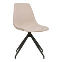 JACOB - Lot de 2 Chaises Tissu Beige Chiné Pied Pivotant Métal Noir