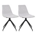 JACOB - Lot de 2 Chaises Tissu Bouclé Blanc Chiné Pied Pivotant Métal Noir