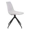 JACOB - Lot de 2 Chaises Tissu Bouclé Blanc Chiné Pied Pivotant Métal Noir