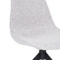 JACOB - Lot de 2 Chaises Tissu Bouclé Blanc Chiné Pied Pivotant Métal Noir