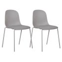 LENA - Lot de 2 Chaises Coque Polyester et Pieds Métal Gris Assise Mousse et Tissu