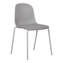 LENA - Lot de 2 Chaises Coque Polyester et Pieds Métal Gris Assise Mousse et Tissu