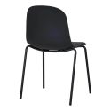 LENA - Lot de 2 Chaises Coque Polyester et Pieds Métal Noir Assise Mousse et Tissu