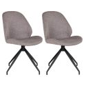 GAYA - Lot de 2 Chaises Incurvées Pivotantes Tissu Chiné Taupe