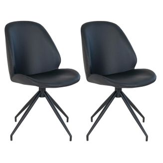 GAYA - Lot de 2 Chaises Incurvées Pivotantes Simili Noir