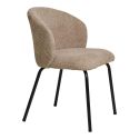 DALIDA -Lot de 2 Chaises Incurvées Tissu Bouclé Beige Pieds Métal Noir