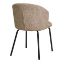 DALIDA -Lot de 2 Chaises Incurvées Tissu Bouclé Beige Pieds Métal Noir