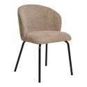 DALIDA -Lot de 2 Chaises Incurvées Tissu Bouclé Beige Pieds Métal Noir