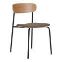 ESTELLE - Lot de 2 Chaises Dossier en Frêne Assise Tissu Pieds Métal Noir