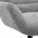 BORIS - Fauteuil Tissu Peluche Gris Pied Pivotant Métal Noir