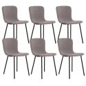 LASLO - Lot de 6 Chaises Tissu Bouclé Gris Pieds Métal Noir