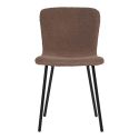 LASLO - Lot de 4 Chaises Tissu Bouclé Marron Pieds Métal Noir