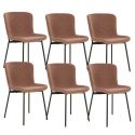 LESLI - Lot de 6 Chaises Tissu Bouclé Cuivre Pieds Métal Noir