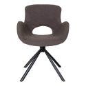 HERMOS - Lot de 4 Fauteuils de Table Tissu Bouclé Taupe Pied Pivotant Métal Noir