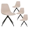 JACOB - Lot de 4 Chaises Tissu Beige Chiné Pied Pivotant Métal Noir