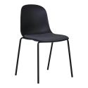 LENA - Lot de 6 Chaises Coque Polyester et Pieds Métal Noir Assise Mousse et Tissu