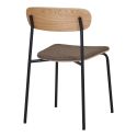 ESTELLE - Lot de 6 Chaises Dossier en Frêne Assise Tissu Pieds Métal Noir