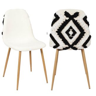 WAP - Lot de 2 Chaises Blanches et Noires Pieds Effet Bois