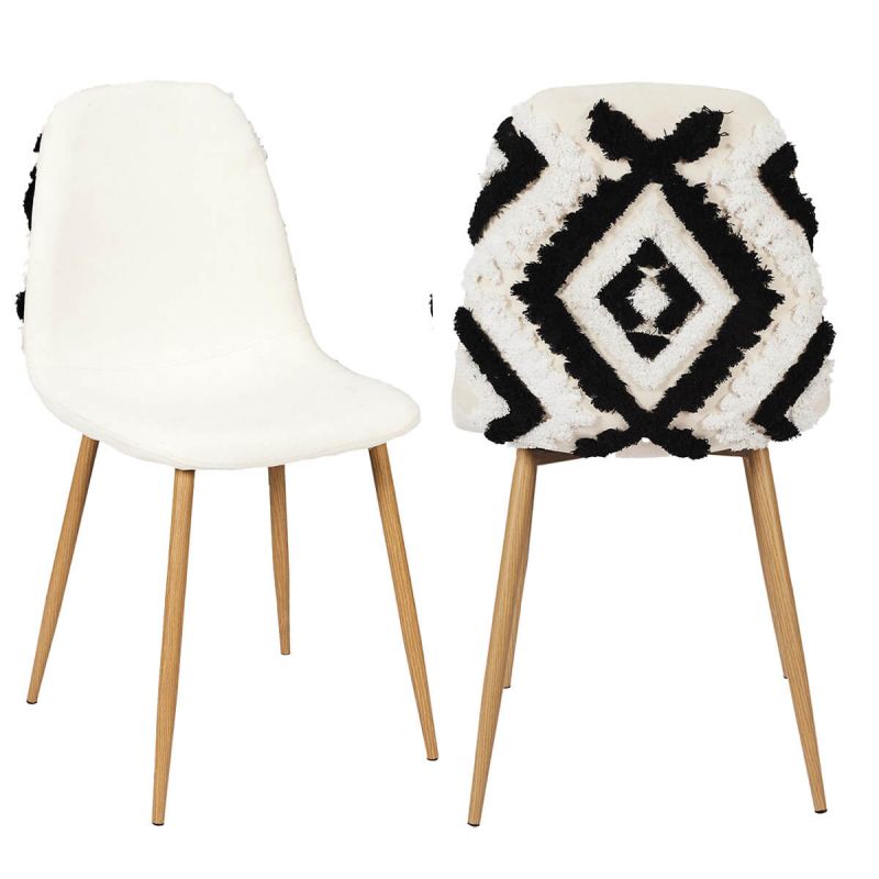 WAP - Lot de 2 Chaises Blanches et Noires Pieds Effet Bois