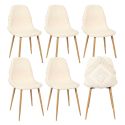 WAP - Lot de 6 Chaises Blanches à Motifs Pieds Effet Bois