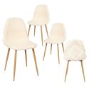 WAP - Lot de 4 Chaises Blanches à Motifs Pieds Effet Bois