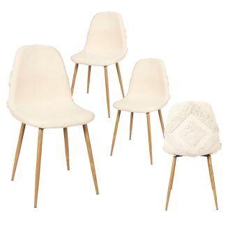 WAP - Lot de 4 Chaises Blanches à Motifs Pieds Effet Bois