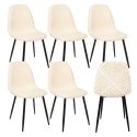 WAP - Lot de 6 Chaises Blanches à Motifs Pieds Noirs