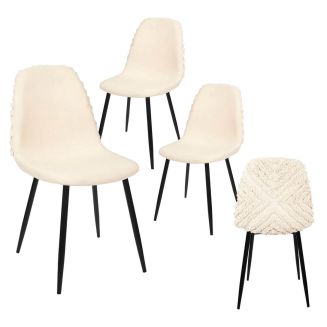 WAP - Lot de 4 Chaises Blanches à Motifs Pieds Noirs