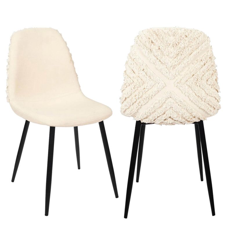 WAP - Lot de 2 Chaises Blanches à Motifs Pieds Noirs