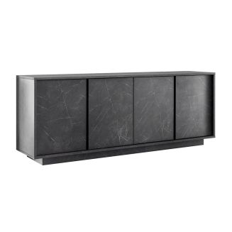 PIRALIA - Buffet 4 Portes Aspect Marbre Gris Anthracite