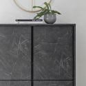 PIRALIA - Argentier 4 Portes Aspect Marbre Gris Anthracite