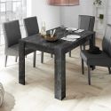 PIRALIA - Table Repas Extensible Aspect Marbre Gris Anthracite