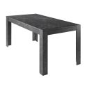 PIRALIA - Table Repas Extensible Aspect Marbre Gris Anthracite