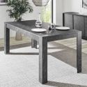 PIRALIA - Table Repas Rectangulaire 180cm Aspect Marbre Gris Anthracite