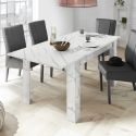 PIRALIA - Table Repas Extensible Aspect Marbre Blanc