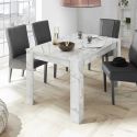 PIRALIA - Table Repas Extensible Aspect Marbre Blanc