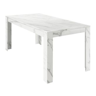 PIRALIA - Table Repas Extensible Aspect Marbre Blanc