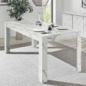 PIRALIA - Table Repas 180cm Aspect Marbre Blanc