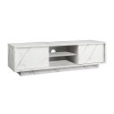 PIRALIA - Meuble TV 2 Portes Aspect Marbre Blanc