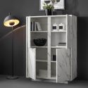 PIRALIA - Argentier 4 Portes Aspect Marbre Blanc