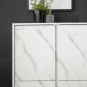 PIRALIA - Argentier 4 Portes Aspect Marbre Blanc