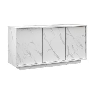 PIRALIA - Buffet 3 Portes Aspect Marbre Blanc