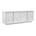 PIRALIA - Buffet 4 Portes Aspect Marbre Blanc