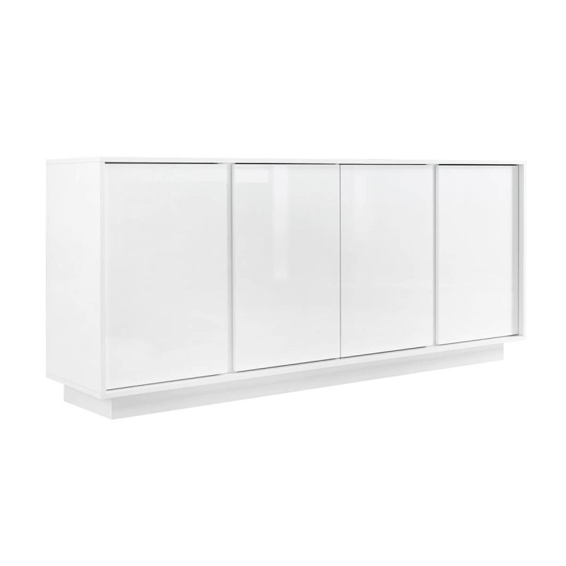 LYSIANE - Buffet 4 Portes Finition Blanc Laqué Brillant Weiss