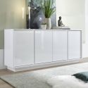 LYSIANE - Buffet 4 Portes Finition Blanc Laqué Brillant Weiss