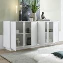 LYSIANE - Buffet 4 Portes Finition Blanc Laqué Brillant Weiss