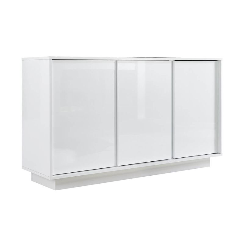 LYSIANE - Buffet 3 Portes Finition Blanc Laqué Brillant Weiss