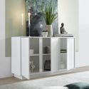 LYSIANE - Buffet 3 Portes Finition Blanc Laqué Brillant Weiss