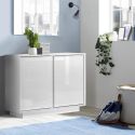 LYSIANE - Buffet 2 Portes Finition Blanc Laqué Brillant Weiss