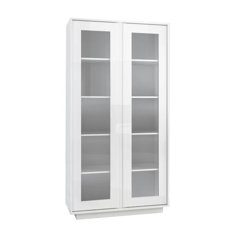 LYSIANE - Vitrine 2 Portes Finition Blanc Laqué Brillant Weiss